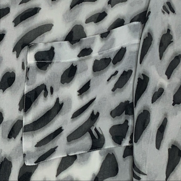 JOE FRESH Romantic Leopard Black And White Semi Transparent Long Sleeves Size L - Picture 6 of 9